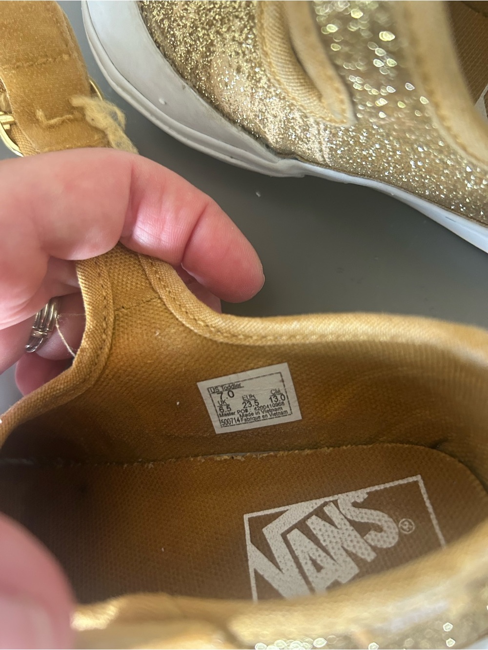 Vans Girls Gold Glitter Mary Jane Sneakers - Picture 4 of 6
